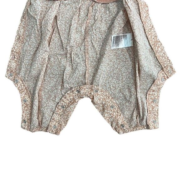 H&M Baby Girl Floral Print Sleeveless Cotton Romper White & Tan Size 3M - Picture 5 of 9
